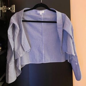 Off the shoulder button down long sleeve blouse